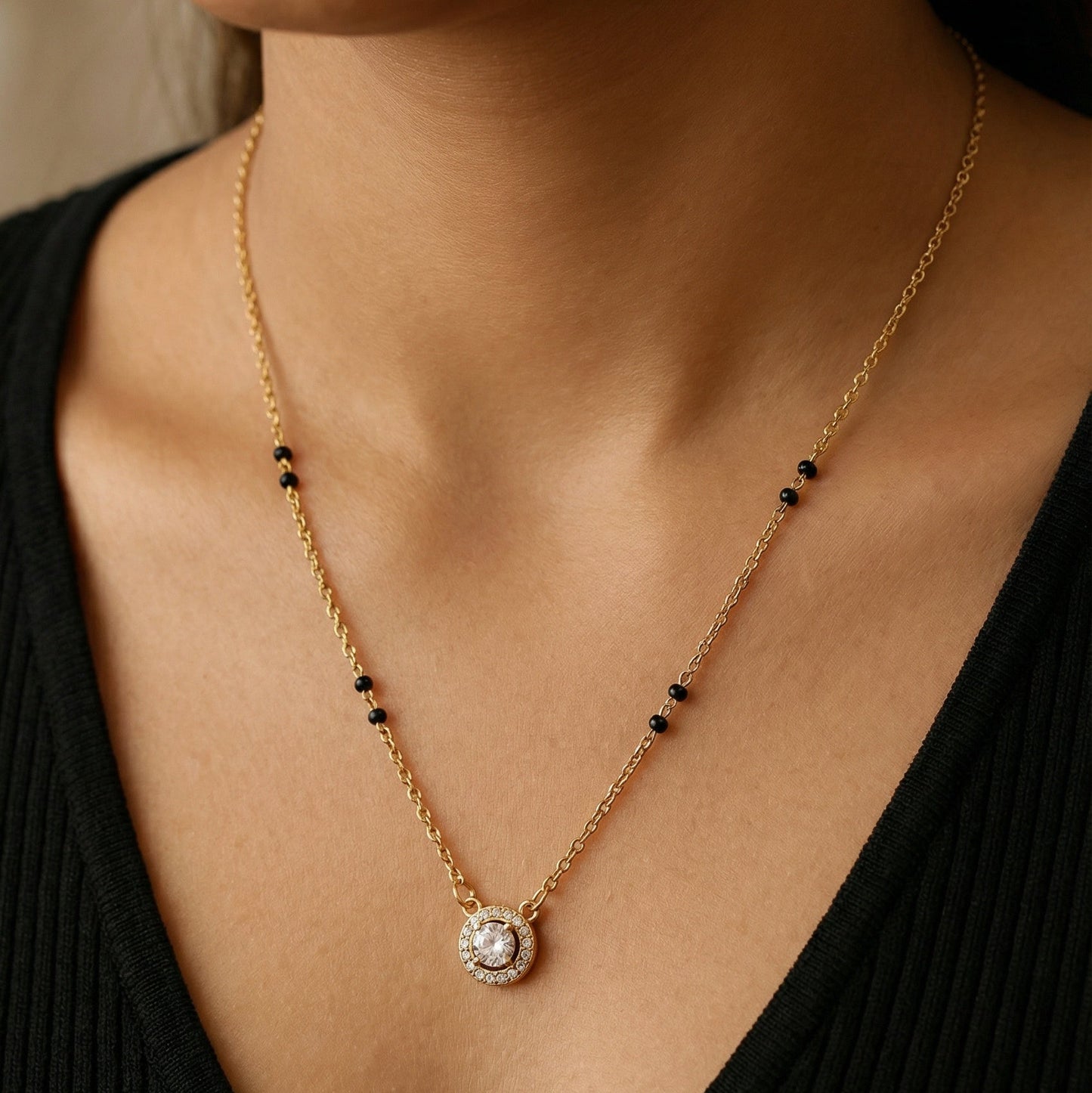 Minimal Solitaire Mangalsutra Necklace
