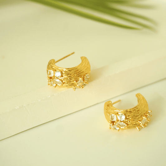 Aurora Textured Crystal Hug Earrings