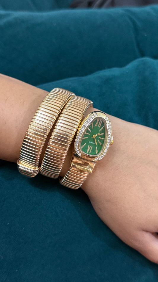 Serpentina Luxe Wrap Watch - Green Dial