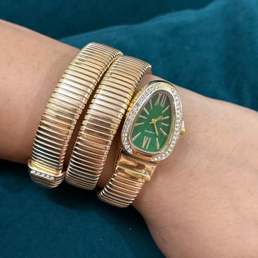 Serpentina Luxe Wrap Watch - Green Dial