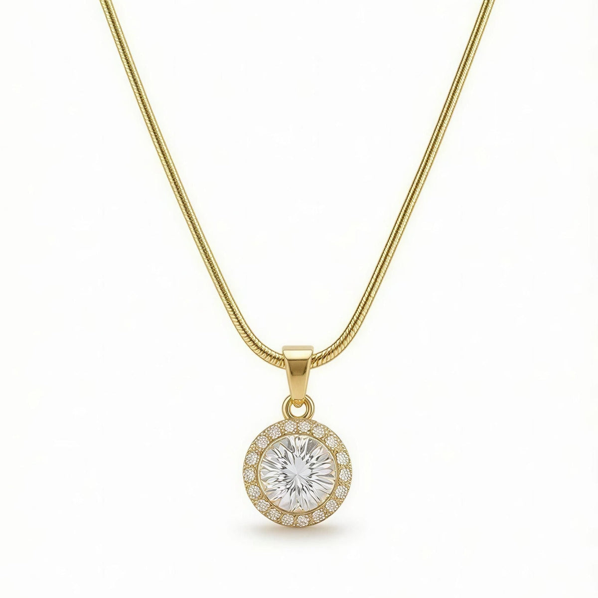 Radiant Halo Pendant Necklace – 18K gold-plated stainless steel pendant necklace, view 2