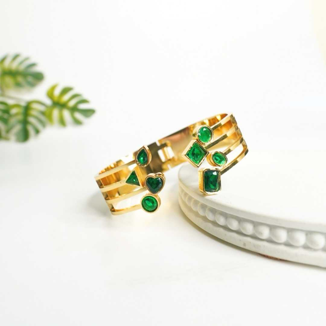Emerald Luxe Open Cuff Bracelet