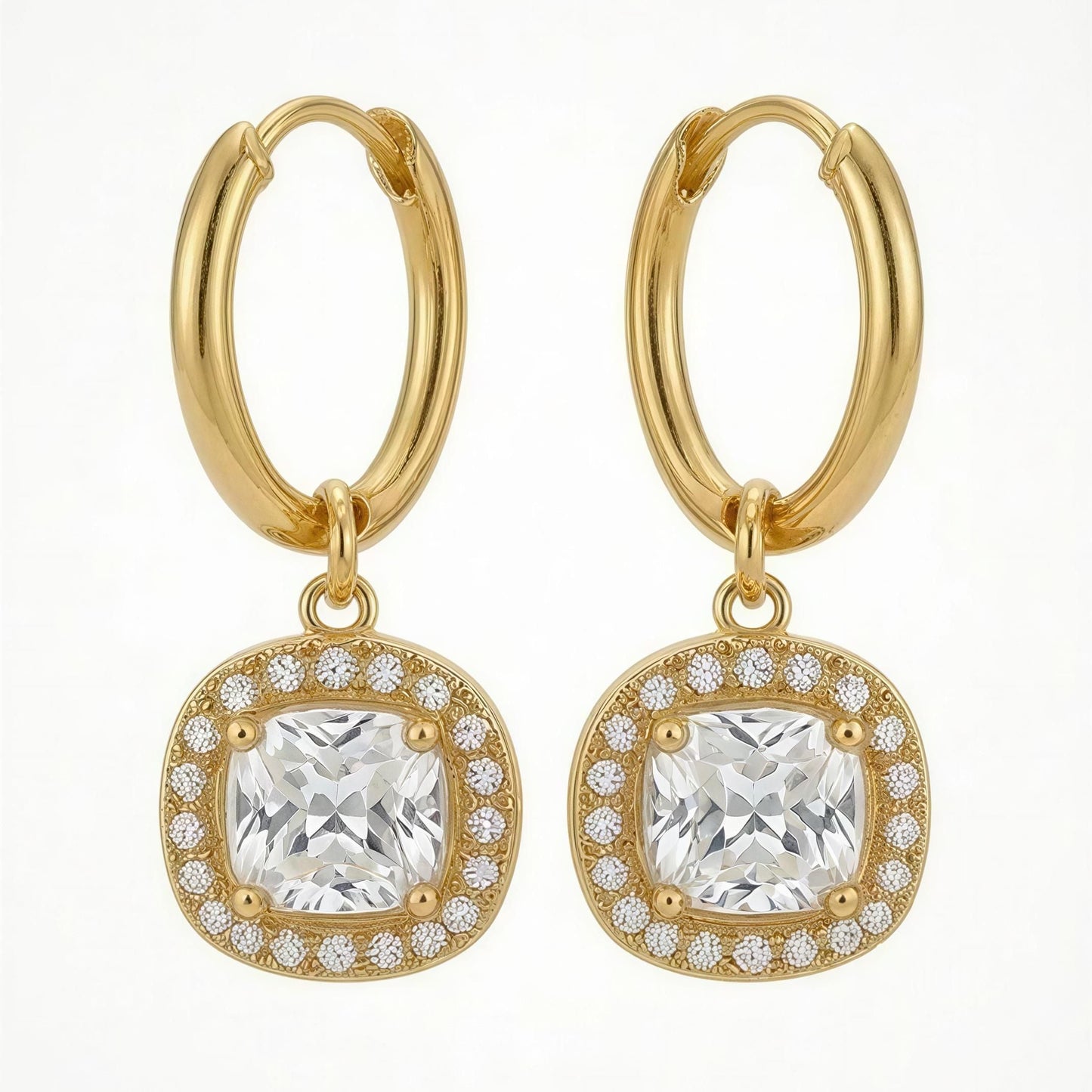 Celeste Solitiare Drop Hoops