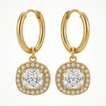 Celeste Solitiare Drop Hoops