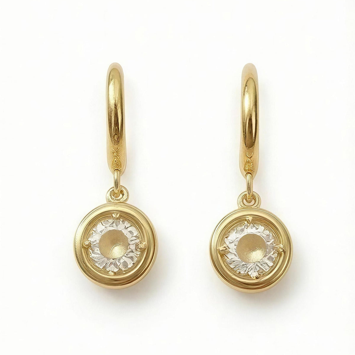 Celeste Halo Drop Hoops – 18K gold-plated stainless steel hoop earrings, view 2