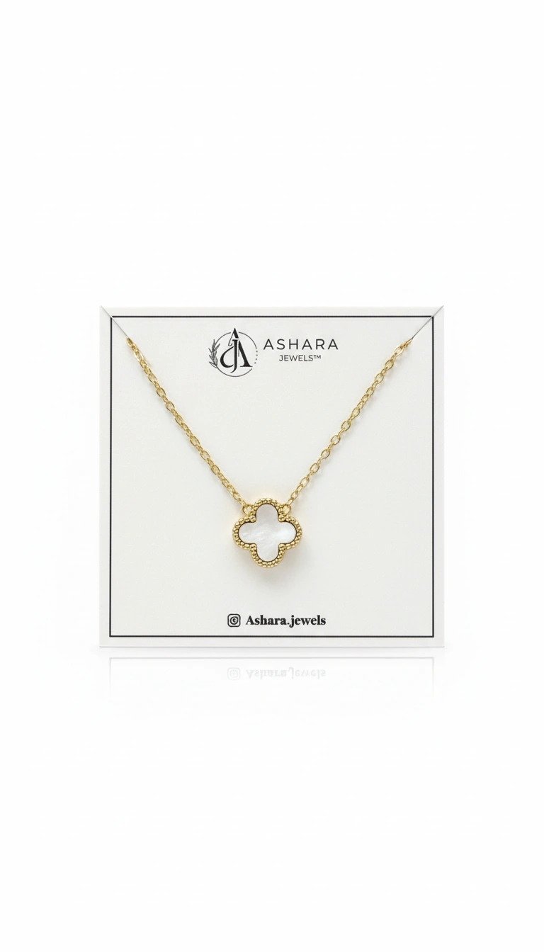 Noir Clover Pendant Necklace - Black & White Dual Side