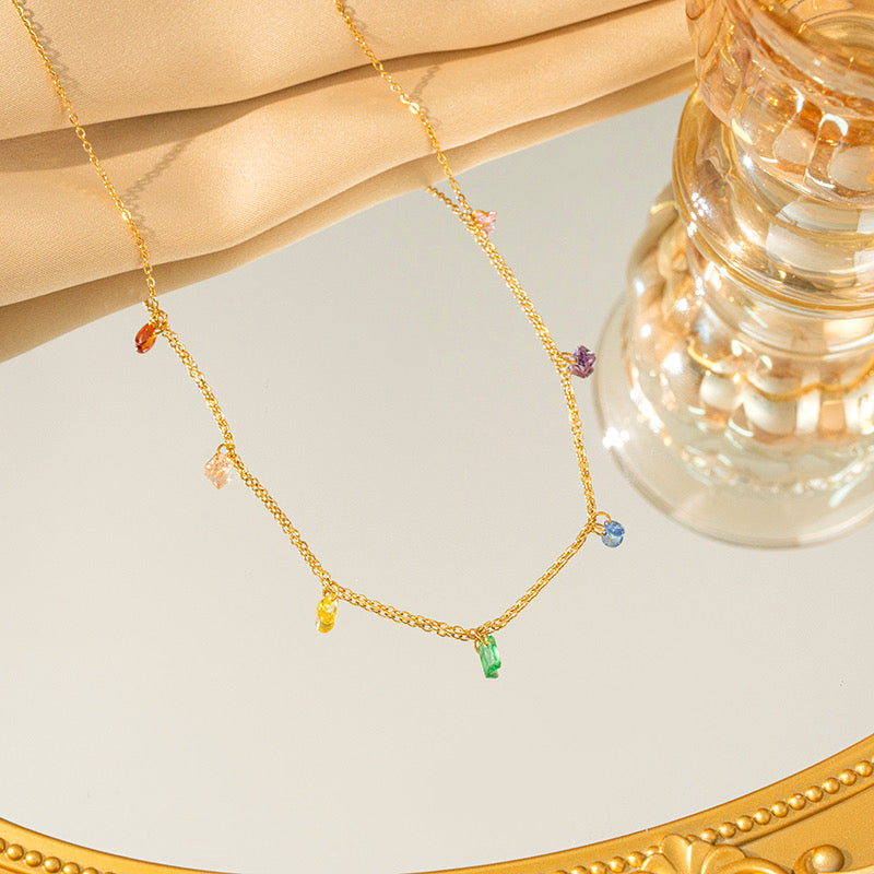 Aurora Multi-Gem Drop Necklace