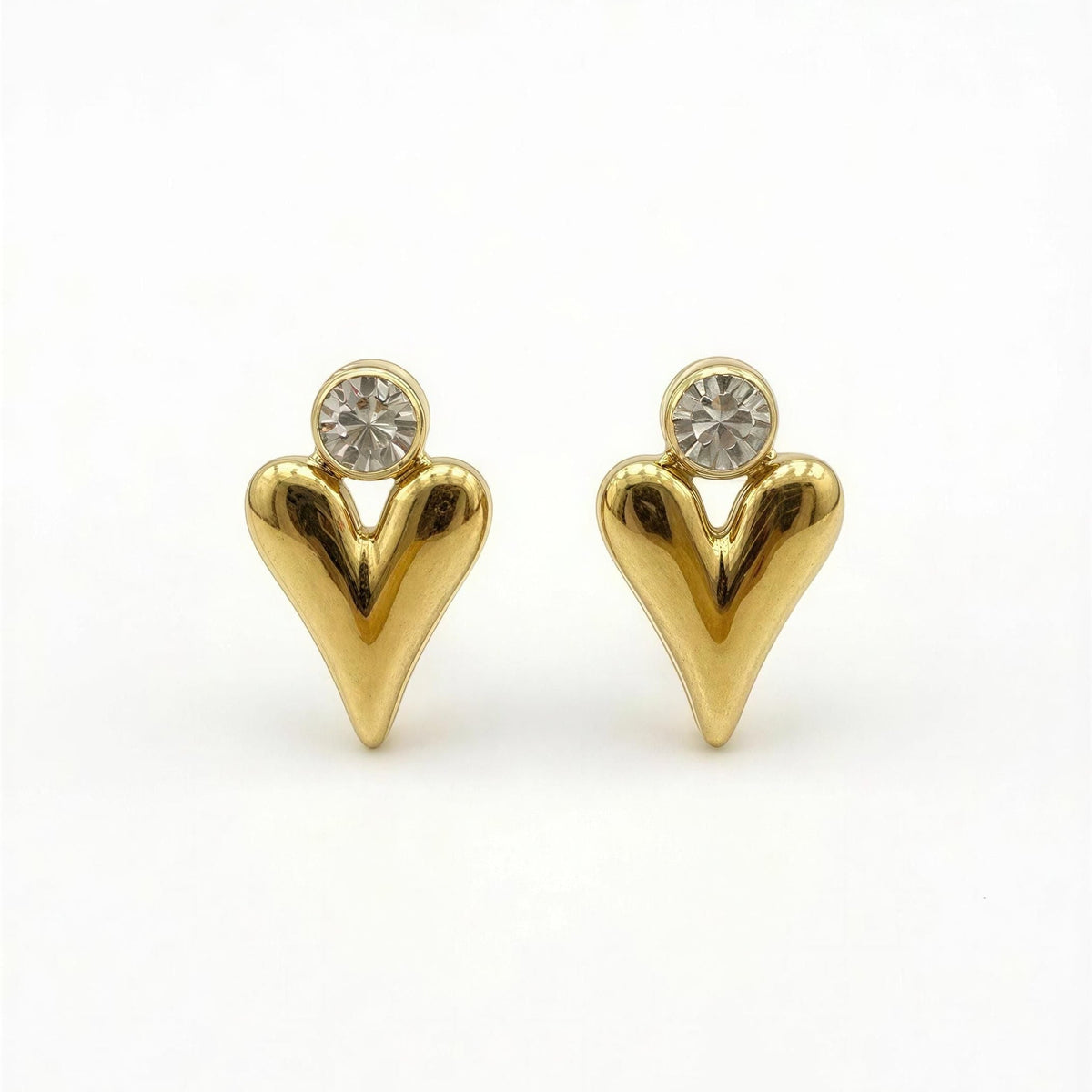Heartbeam Crystal Stud Earrings – 18K gold-plated stainless steel stud earrings, view 2