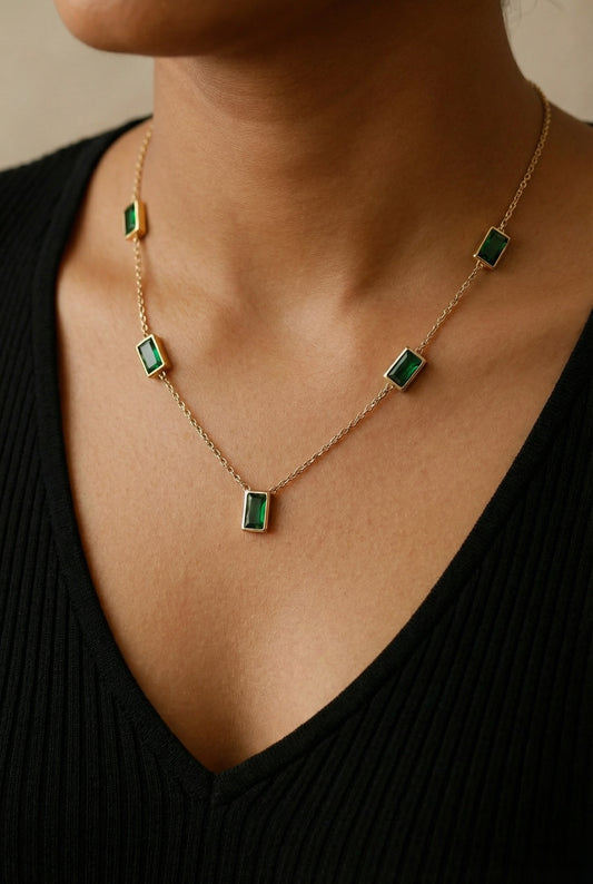Emerald Square Station Necklace