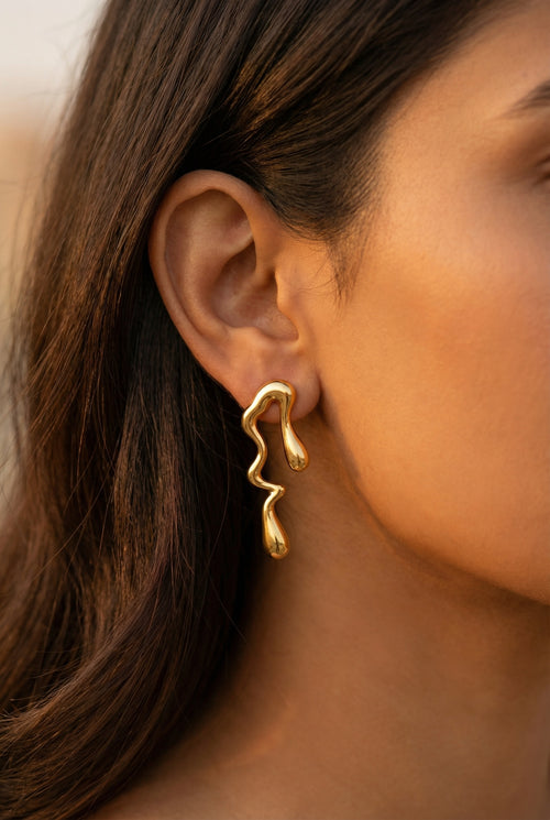 Luxe Liquid Gold Drop Earrings – 18K gold-plated stainless steel drop earrings