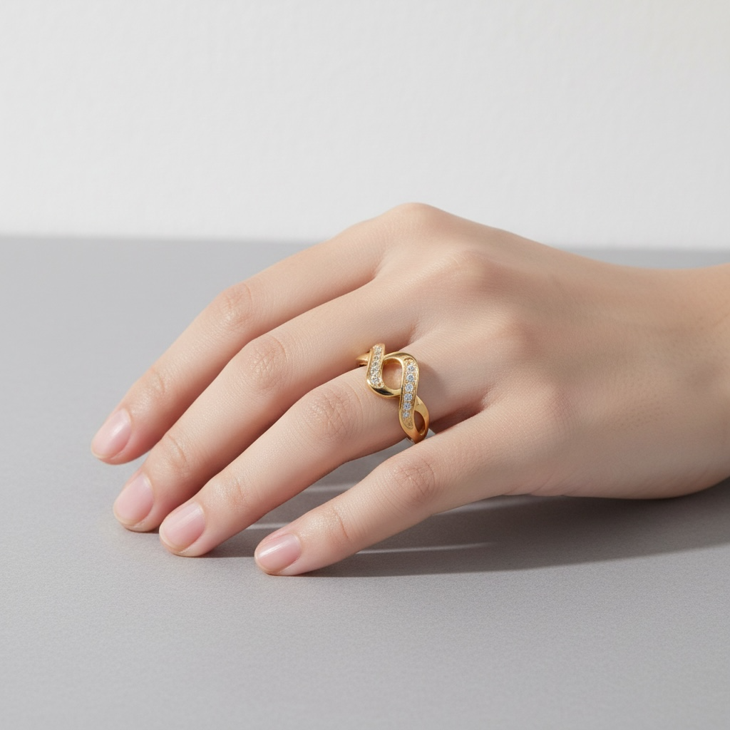 Elara Sparkle Gold Ring – 18K gold plated, view 2