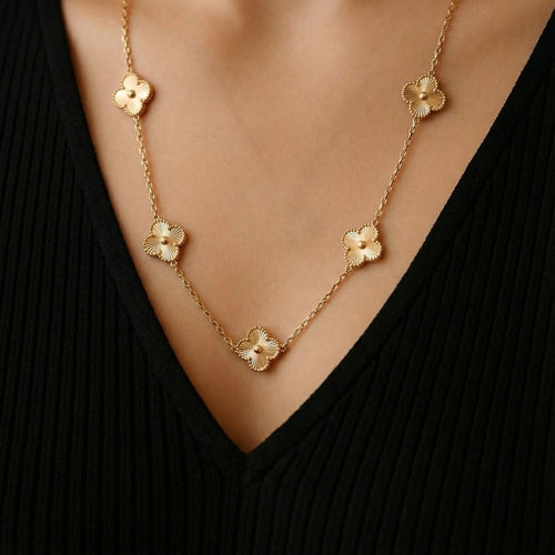 Golden Bloom Station Necklace – 18K gold-plated stainless steel station necklace
