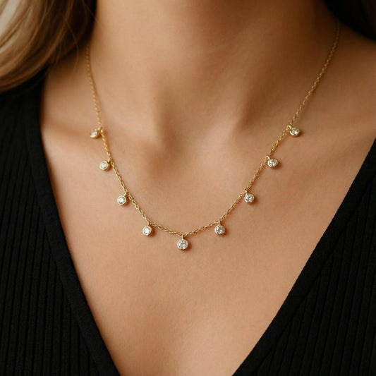 Luna Drop Bezel Necklace