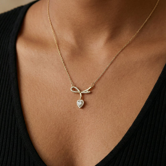 Gold Plated CZ Infinity Heart Pendant Necklace