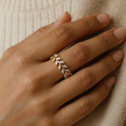 Crystal Vine Adjustable Gold-Plated Ring