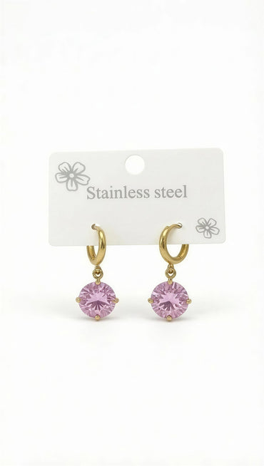 Blush Bloom Drop Hoop Earrings