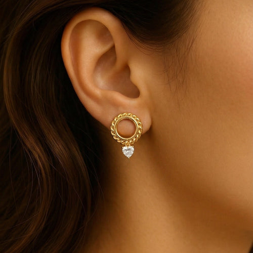 Aurora Heart Twist Hoop Earrings – gold-tone stainless steel hoop earrings
