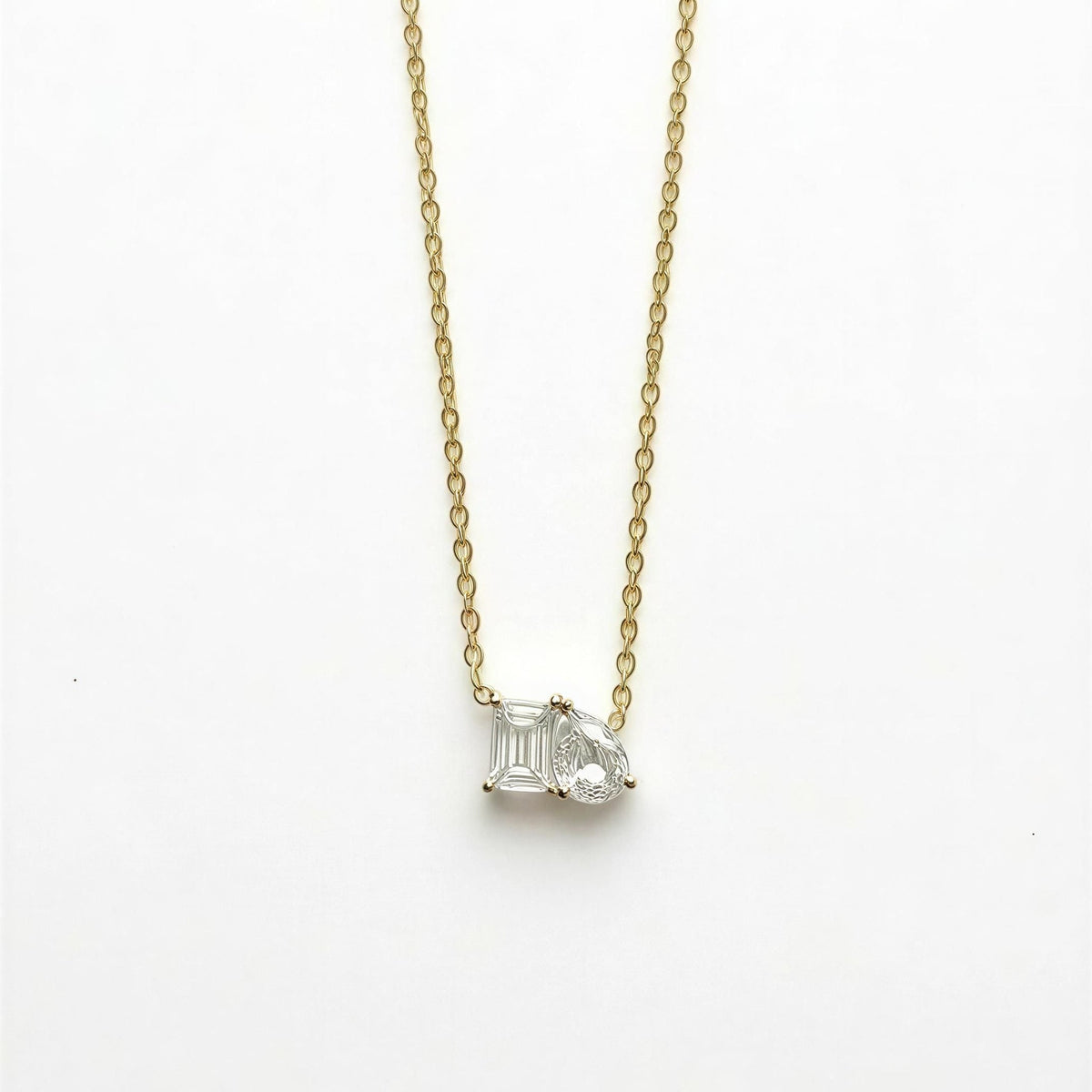 Celeste Duo Spark Necklace – 18K gold-plated stainless steel pendant necklace, view 2