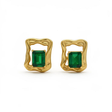Verde Aura Emerald Stud Earrings