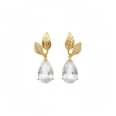 Aurielle Leaf Crystal Drop Earrings