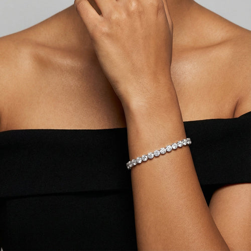 Elara Sparkle Tennis Bracelet (Silver) – silver-tone stainless steel tennis bracelet