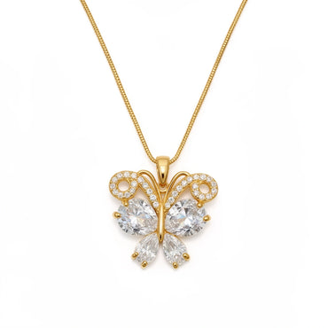 Crystal Butterfly Pendant Necklace