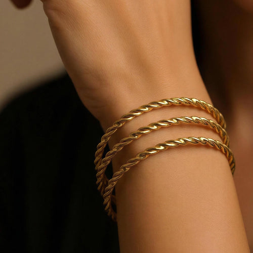Twist Luxe Triple Rope Bangles – gold-plated stainless steel bangles