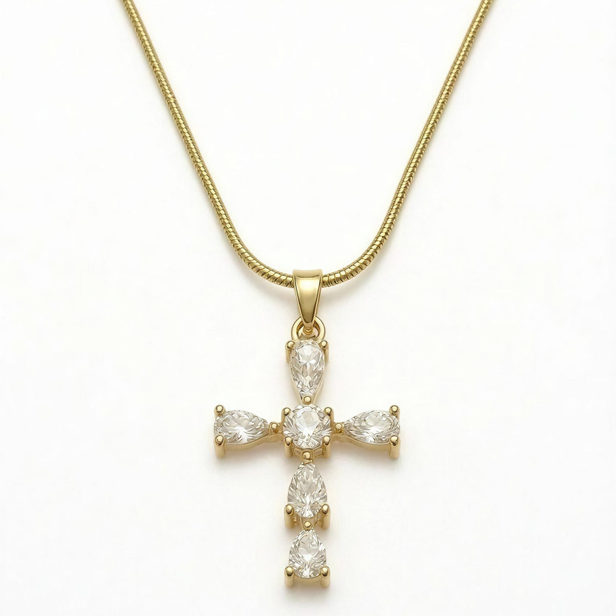 Eternal Grace Cross Necklace – 18K gold-plated stainless steel necklace, view 2