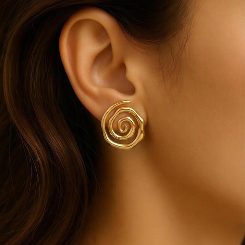 Aurelia Spiral Earrings – 18K gold-plated stainless steel earrings