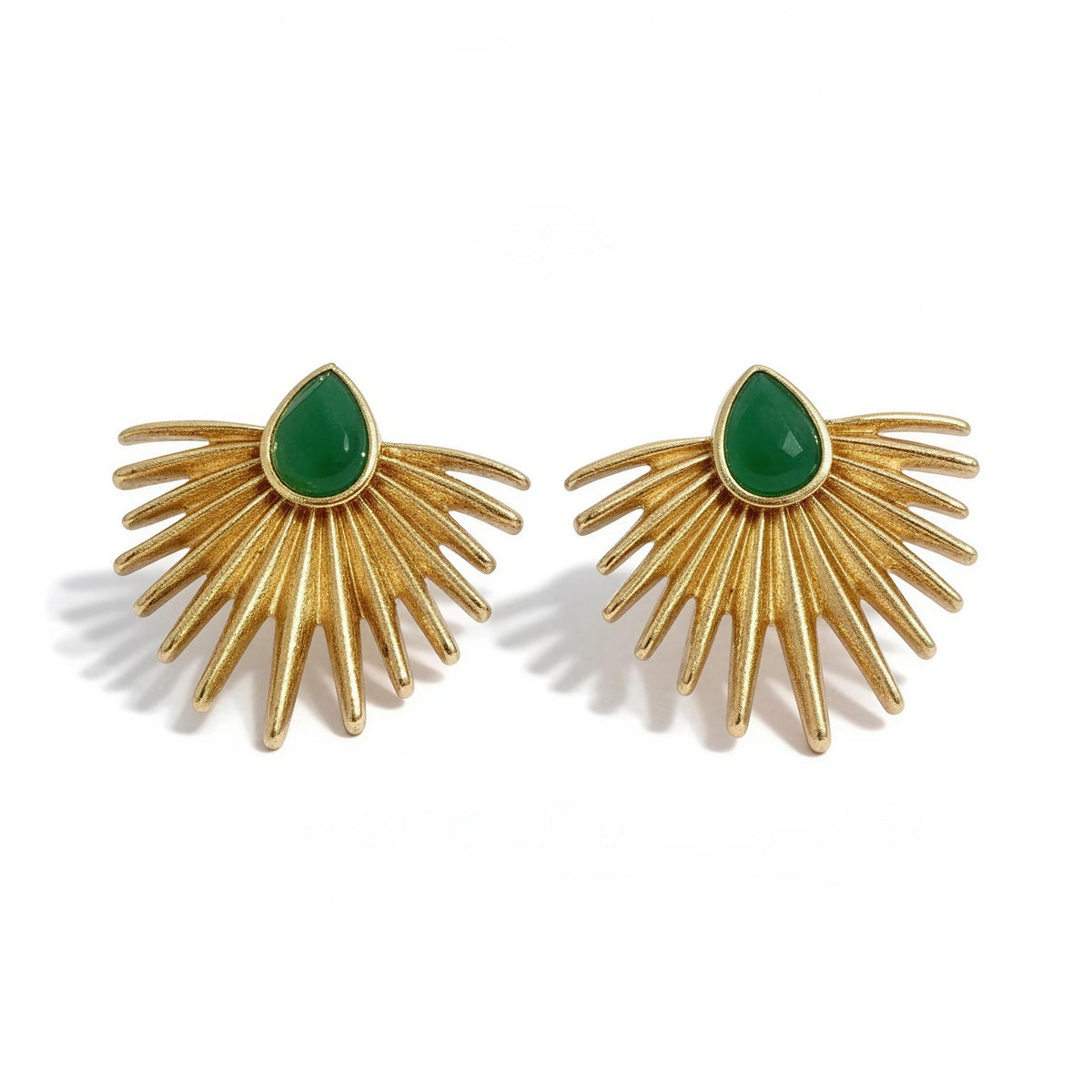 Elara Emerald Rays Earrings – 18K gold-plated earrings, view 2