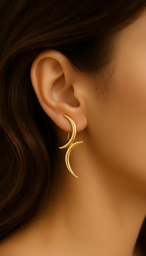 Lunar Glow Crescent Hoops – 18K gold-plated stainless steel hoop earrings