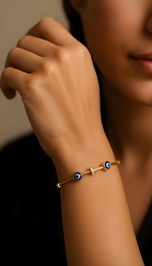 Ashara Evil Eye Bracelet – 18K gold-plated stainless steel bracelet