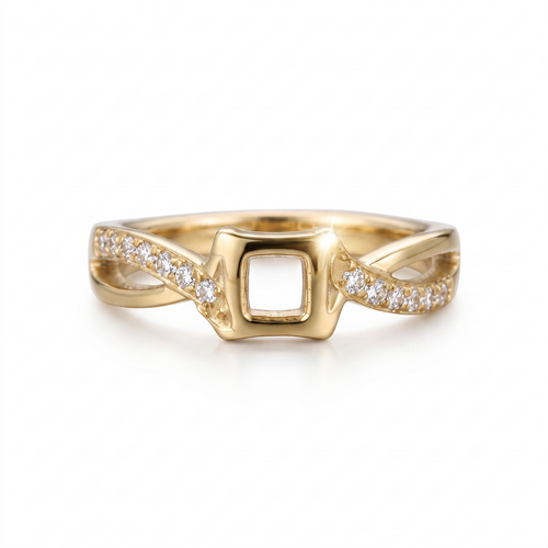 Elara Crystal Twist Ring – 18K gold-plated stainless steel ring