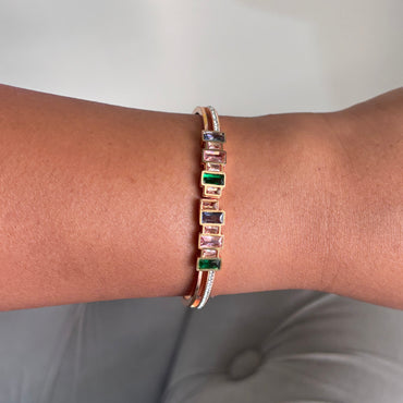 Aurora Glow 18K Rose Gold-Plated Multicolor Bangle