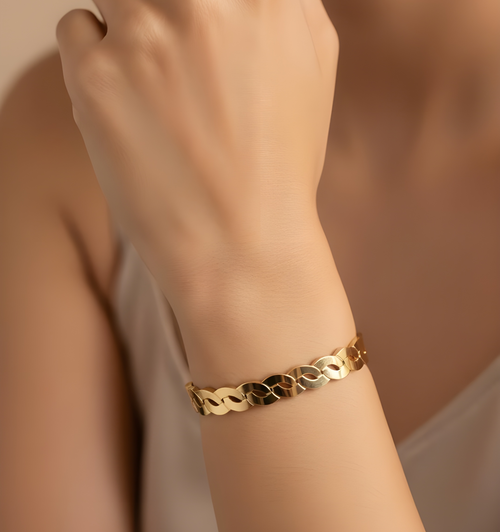 Bold Link Luxe Bangle Bracelet – 18K gold-plated stainless steel bangle