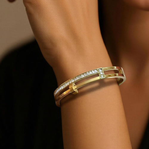 Minimal Luxe Zircon Bracelet – stainless steel bracelet