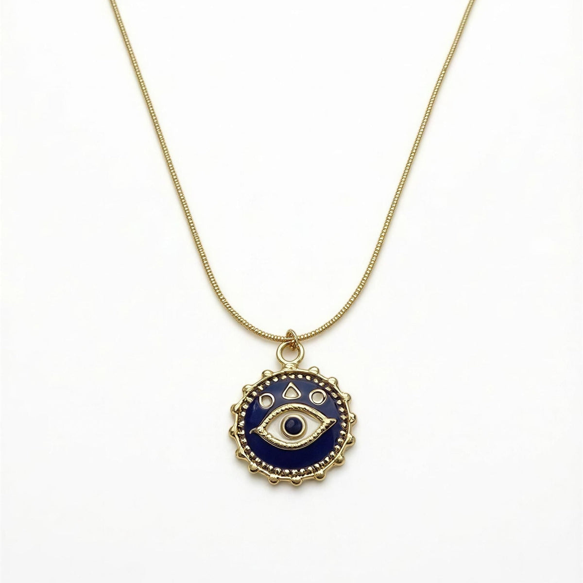 Luna Evil Eye Protection Necklace – 18K gold-plated stainless steel necklace, view 2