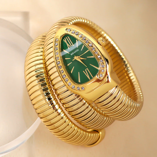 Serpentina Luxe Wrap Watch - Green Dial