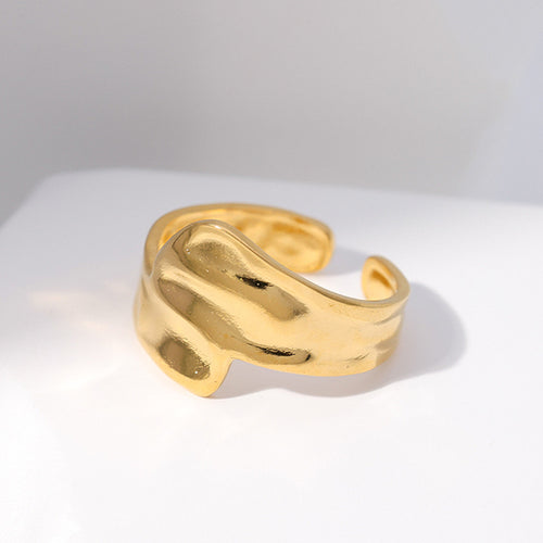 Ashara Molten Wave Band Ring – 18K gold-plated stainless steel adjustable ring
