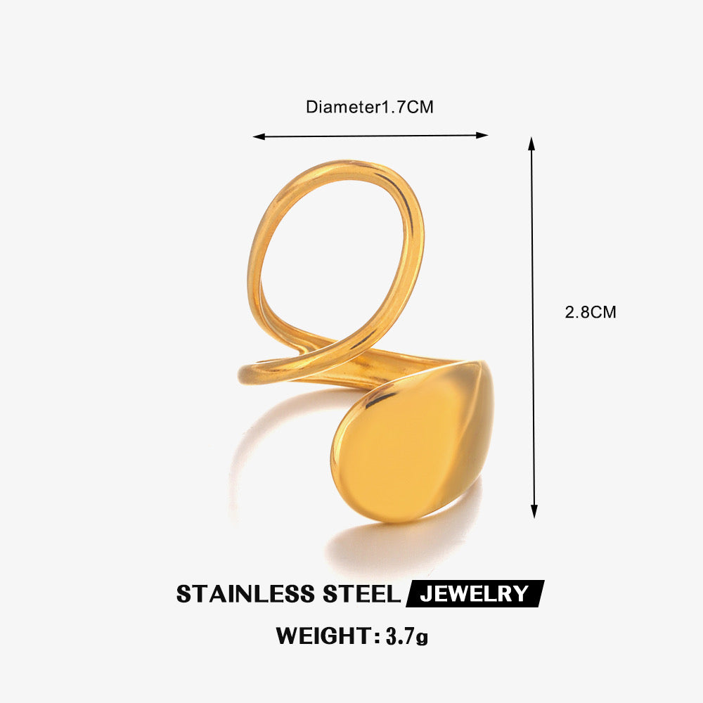 Ashara Sculptural Teardrop Open Ring|Adjustable