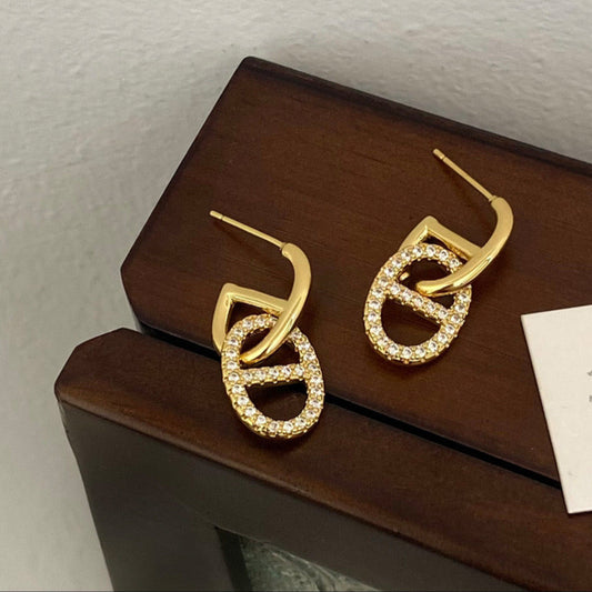 Ashara Pavé Link Drop Earrings
