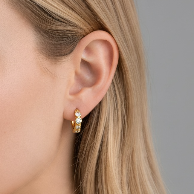 Amara Crystal Gold Hoops