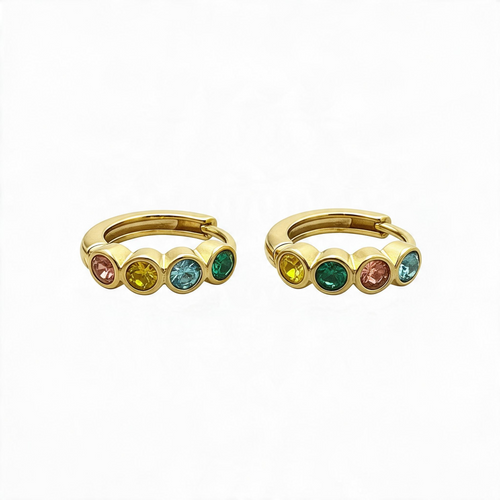 Rainbow Gemstone Huggie Hoops
