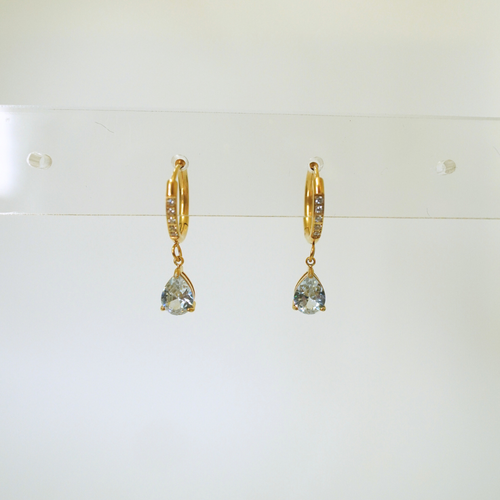 Ashara Crystal Drop Luxe Hoops – 18K gold-plated stainless steel hoop earrings
