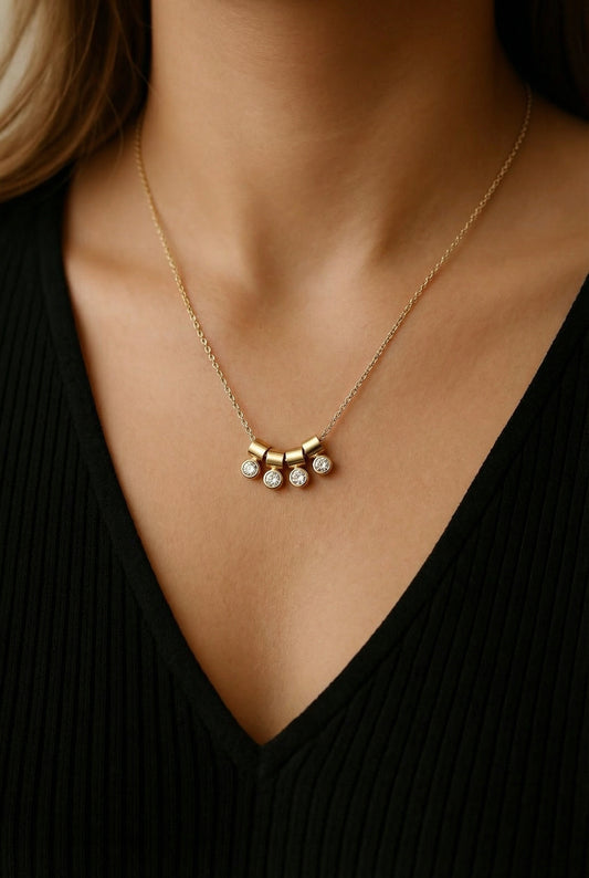 Five Drop CZ Pendant Necklace