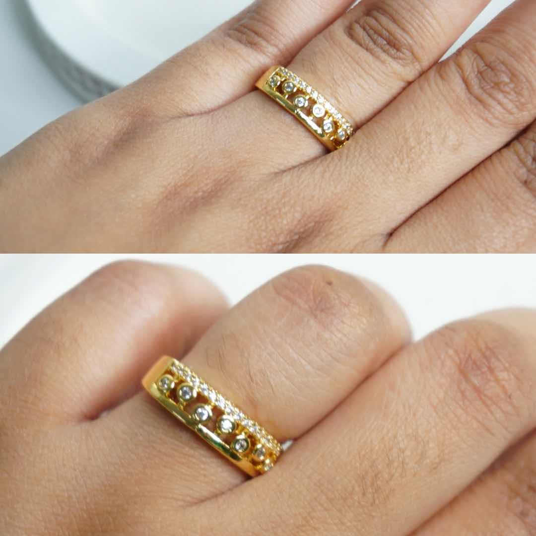 Elegant Gold-Plated CZ Band Ring | Adjustable