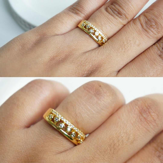Elegant Gold-Plated CZ Band Ring | Adjustable