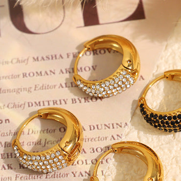 Celeste Pavé Gold Huggie Earrings