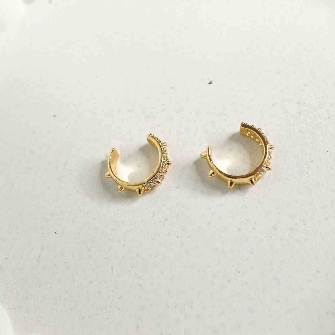Golden Pave Huggie Earrings