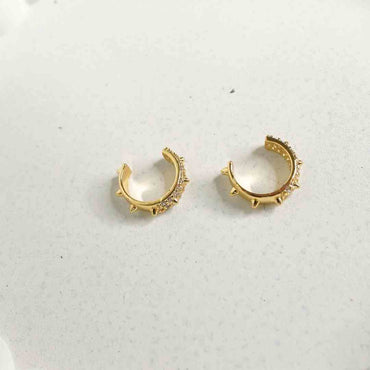 Golden Pave Huggie Earrings